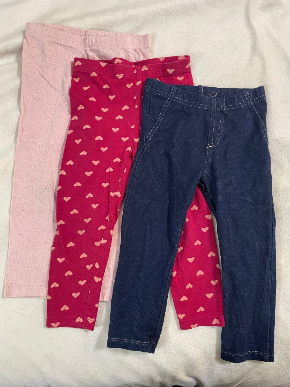⭐️Koala Kids 3-Pack Leggings in Light Pink, Hot Pink Heart Print & Navy